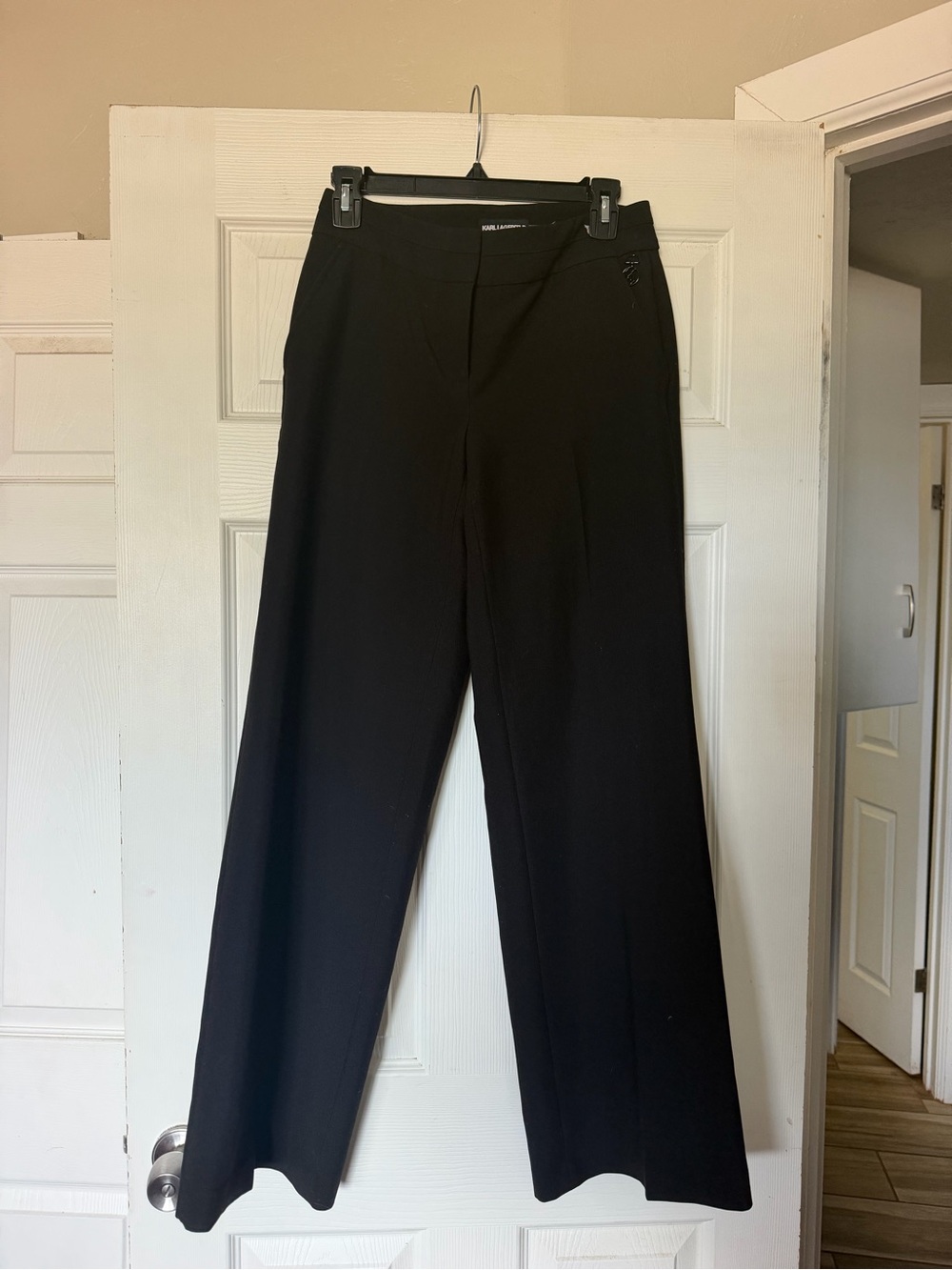 Karl Lagerfeld Black Wide-Leg Women's Pants